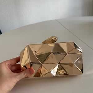 Geometric Gold Clutch Metallic Evening Bag